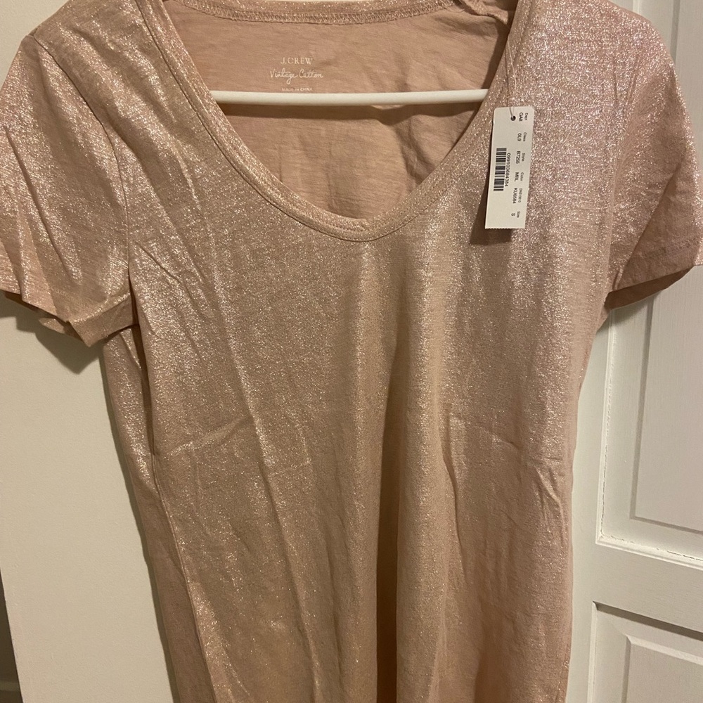 NWT J crew sparkly rose gold top